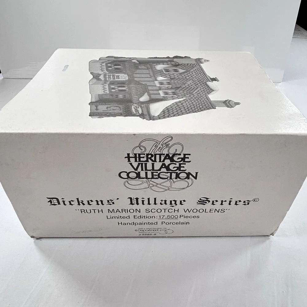 Dept 56 RUTH MARION SCOTCH WOOLENS Limited Ed 1989 Dickens 55859 Lighted EUC